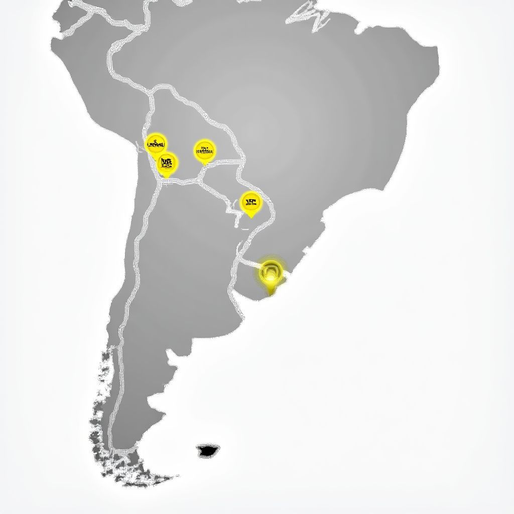 Mapa de Argentina con estaciones YPF