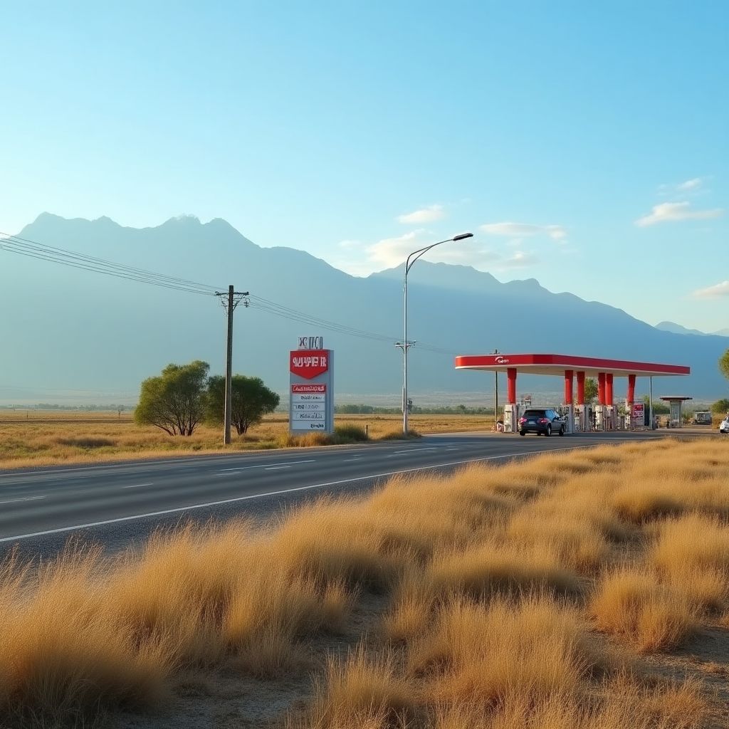 Estación YPF en ruta nacional argentina